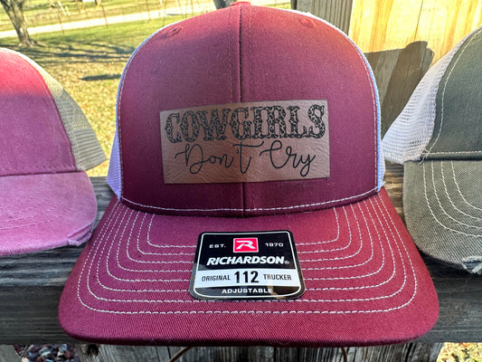 Cowgirls Don't Cry Leather Patch Hat